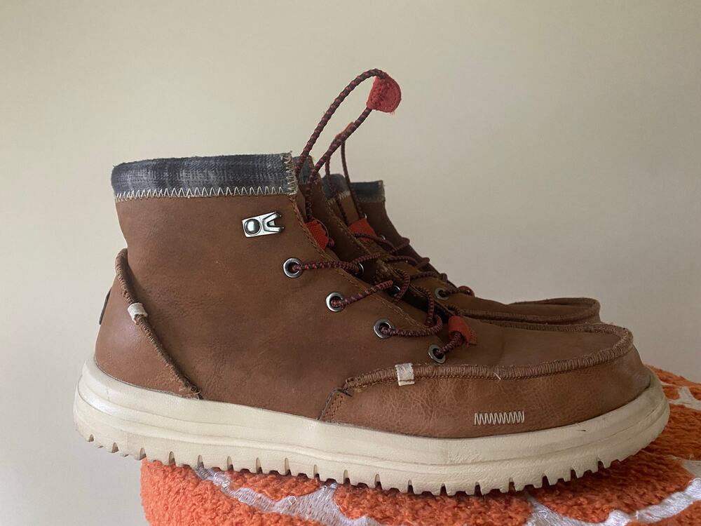HEY DUDE BRADLEY CLASSIC Cognac Leather Lace Up Round Toe Anke Boot Men's 11